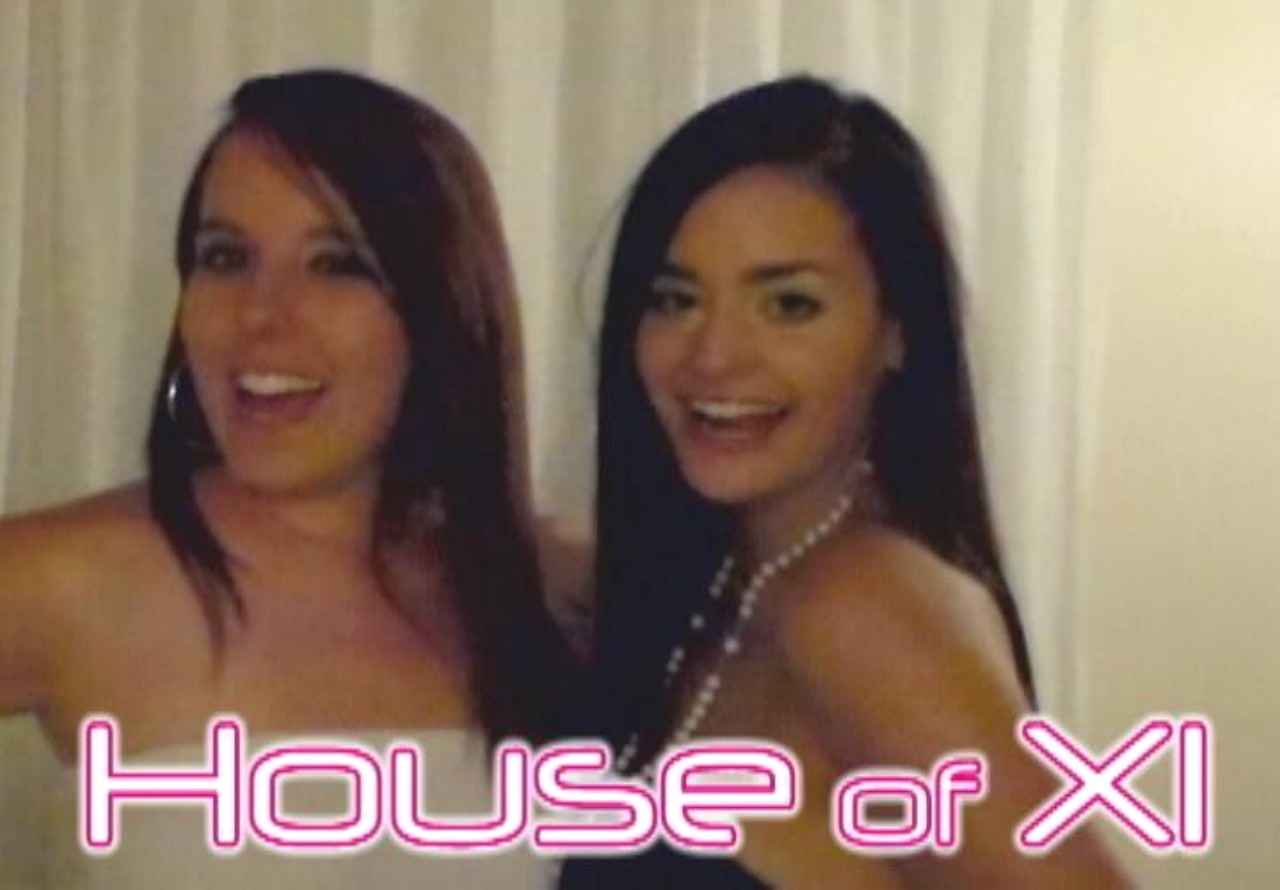 "Bite My Bouncing Sorority Butt!" House of XI's Heidi, wearing necklce, with friend Kayla! 